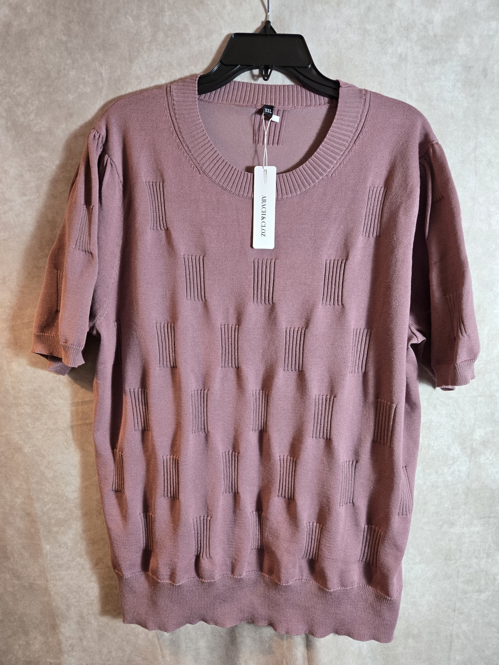 Women's Short-Sleeve Knit Sweater in Mauve